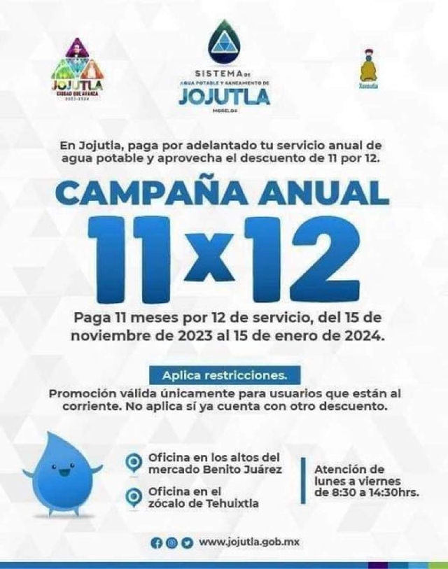 Ofrece Jojutla campaña de descuentos en pago de agua y predial