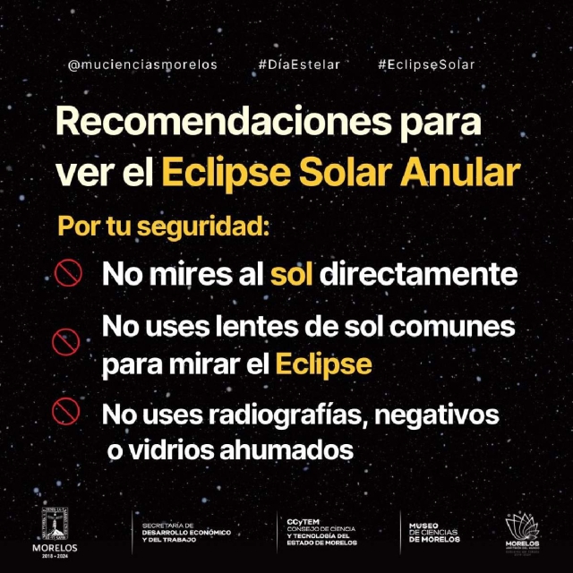 Autoridades exponen la relevancia de prevenir afecciones oculares por el eclipse del próximo sábado. 