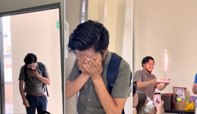 Profesor se emociona hasta las lágrimas tras inesperado gesto de sus estudiantes; video se vuelve viral