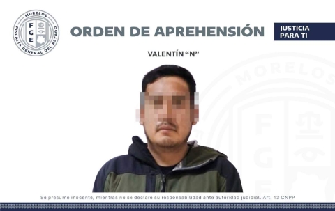 Valent&iacute;n &ldquo;N&rdquo; fue detenido en el poblado de Santa Catarina, en el municipio de Tepoztl&aacute;n.