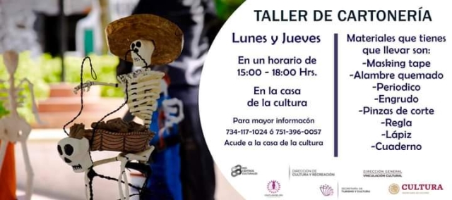 Anuncian taller de cartonería para mayores de quince años