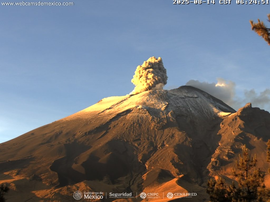 Registra 54 exhalaciones volcán Popocatépetl; se mantiene semáforo amarillo fase 2