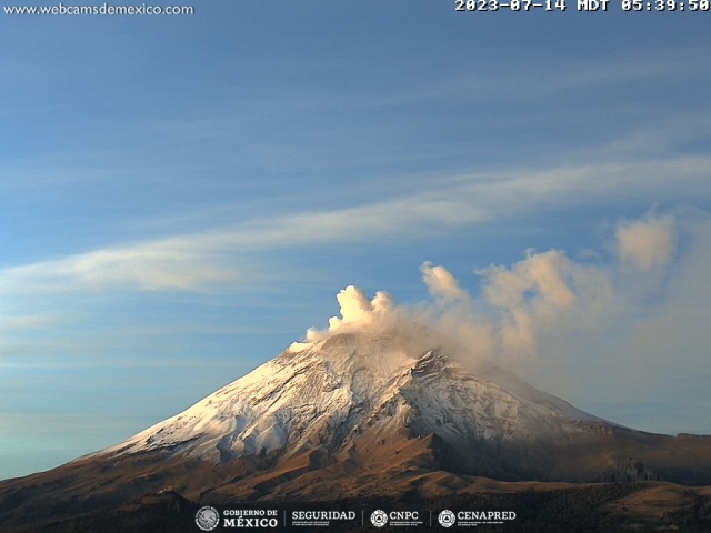 Detectan 26 exhalaciones del volcán Popocatépetl; se mantiene semáforo amarillo fase 2