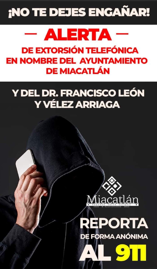 Persiste la extorsión telefónica en Miacatlán