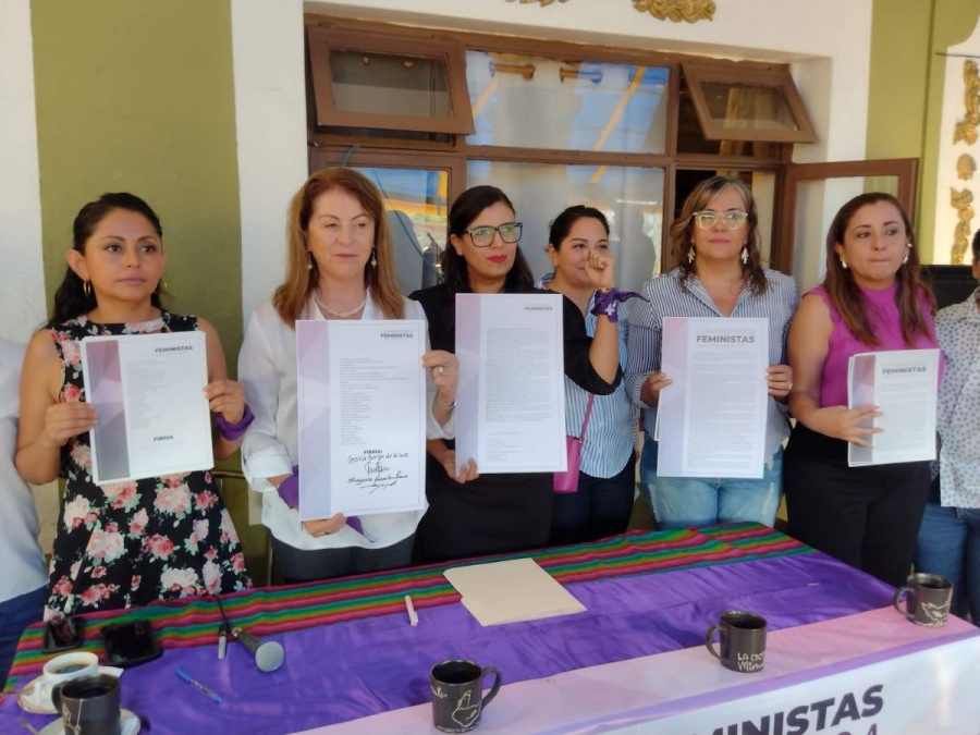 Margarita González Saravia firmó el acuerdo con representantes de organizaciones civiles.
