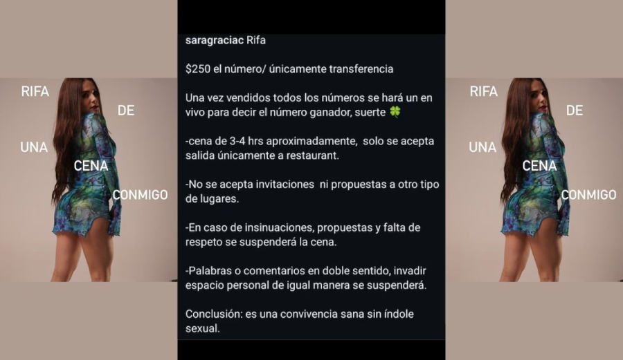 'Ese rugido de estómago es insoportable', Influencer organiza rifa para cenar con ella