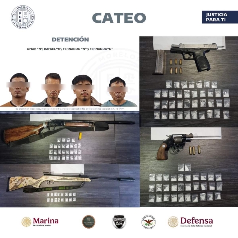 Cateo en Jojutla deja cuatro detenidos