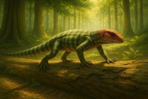  Representación ilustrativa de un reptil hace millones de años.