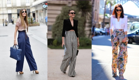 Los pantalones palazzo regresan con sandalias de tacón en Primavera-Verano 2025