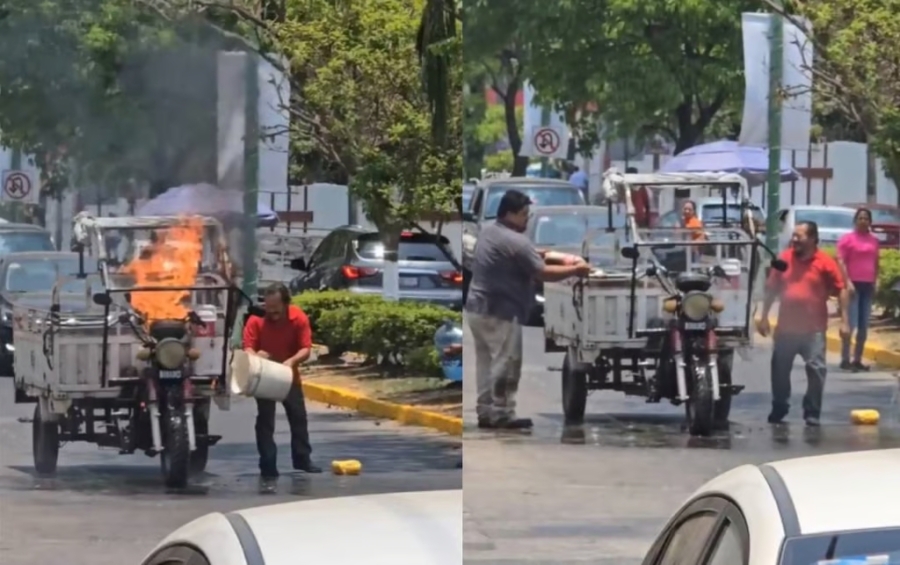Apagan incendio de moto con Coca-Cola y se hace viral