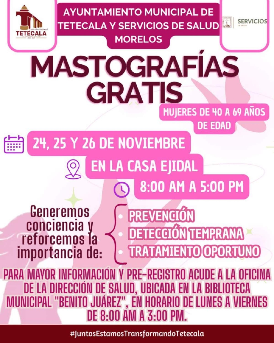 Campaña de mastografías llegará a Mazatepec y Tetecala