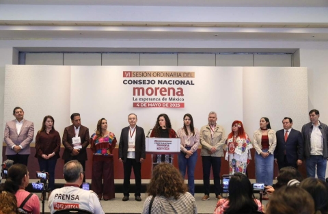 Luisa María Alcalde, presidenta de Morena, encabezó la reunión este domingo con los consejeros nacionales del partido. 