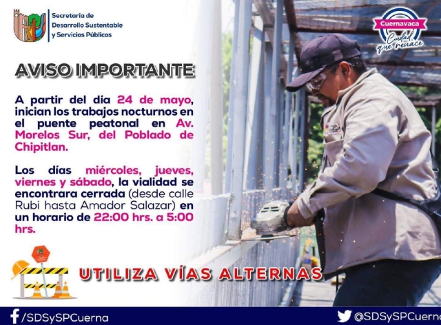 Inician reparación de puente de Chipitlán