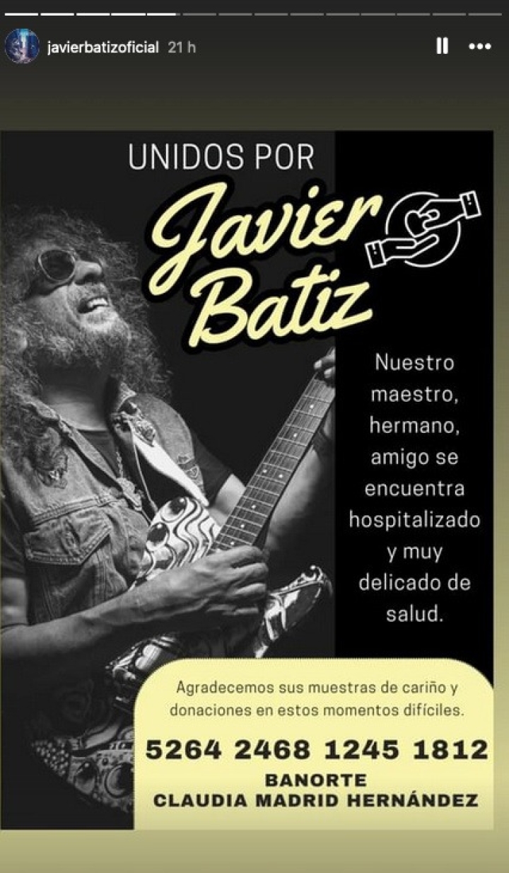 El rockero Javier Bátiz se encuentra delicado de salud, piden apoyo para gastos médicos