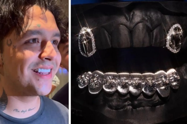 ¡Un lujo exclusivo!: Christian Nodal deslumbra con dentadura de diamantes
