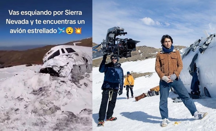 Esquiador visita avión de &#039;La sociedad de la nieve&#039; y causa desconcierto en TikTok