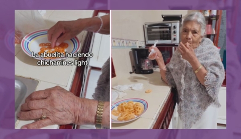 Abuelita se vuelve viral con su receta de “chicharrón light” sin aceite | Video