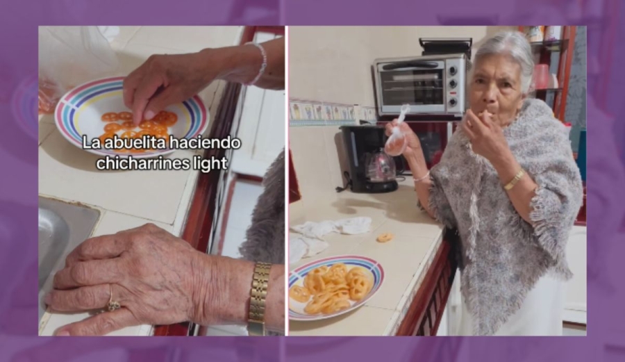 Abuelita se vuelve viral con su receta de “chicharrón light” sin aceite | Video