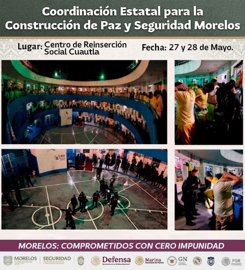 Efectúan operativo interinstitucional en el Centro de Reinserción Social (CRS) Varonil de Cuautla