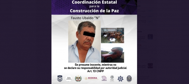 Fue arrestado por presunto abigeato en Ixtlilco el Grande