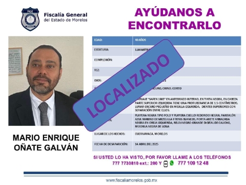 Localizan con vida a funcionario estatal