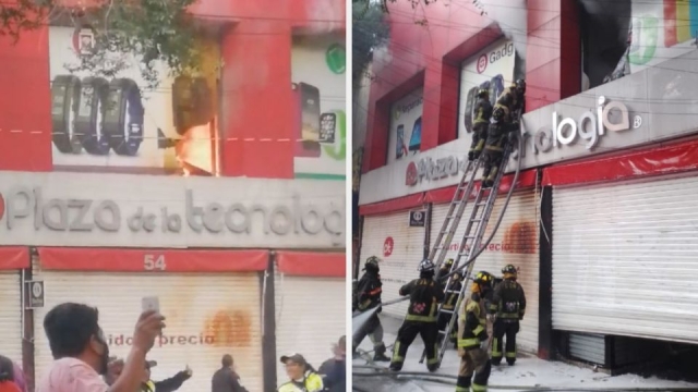 Así se incendió la Plaza de la Tecnología en el centro de CDMX