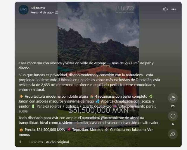 Hay más residencias en venta en zona en que tiene propiedad Fernández Noroña
