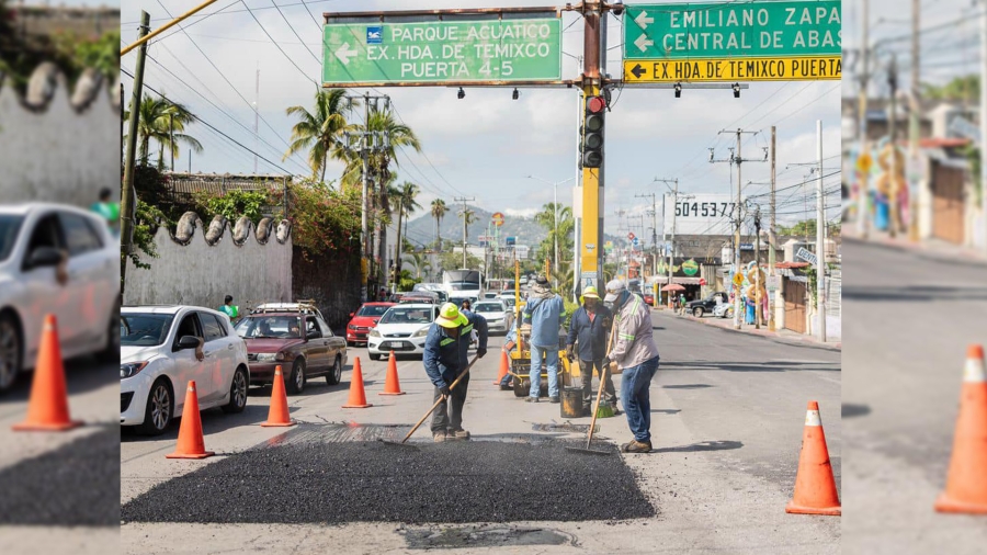 Temixco mantiene programa permanente de bacheo