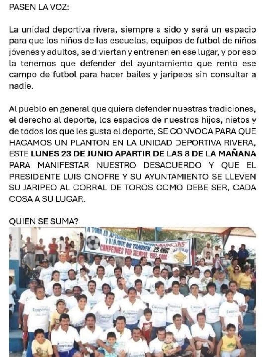 Buscan impedir uso de cancha de Coatetelco para bailes y jaripeos