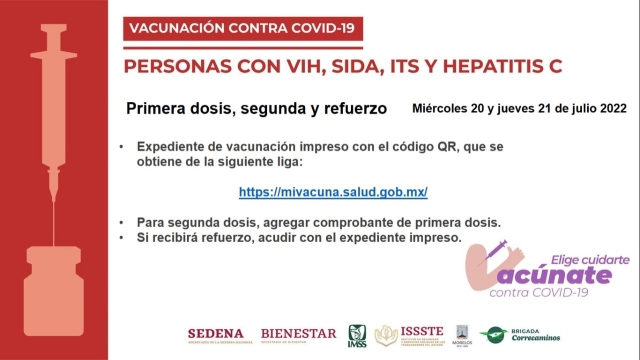 Autoridades sanitarias convocan a vacunarse contra covid-19 a personas que viven con VIH, Sida, ITS y Hepatitis C