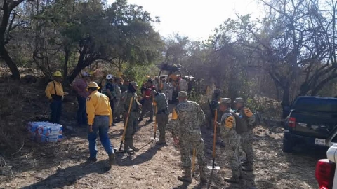 Elementos de fuerzas federales se sumaron a los trabajos para controlar el incendio.