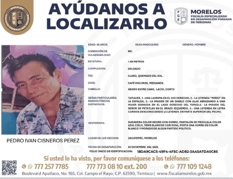 Desapareci&oacute; en Zacatepec hace 16 d&iacute;as