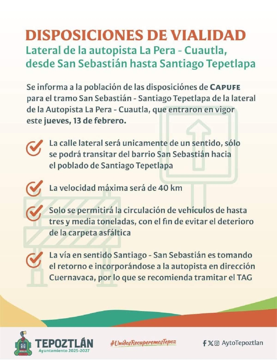 En vigor, cambios para mejorar vialidad en Tepoztlán