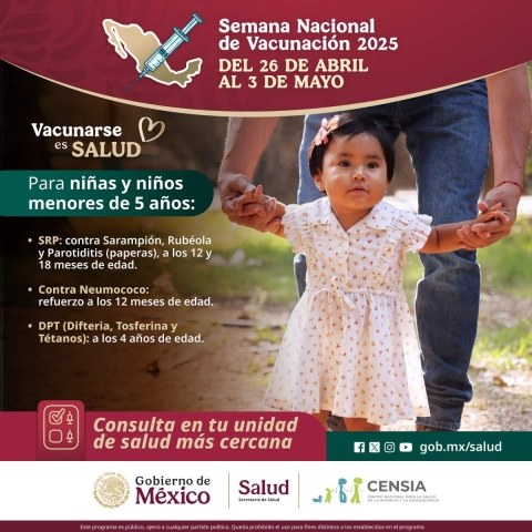 Iniciará el sábado la Semana Nacional de Vacunación