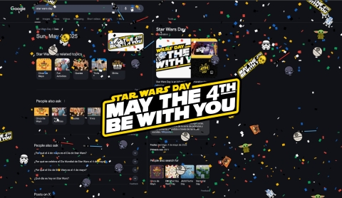 Google celebra el Día de Star Wars con confeti y personajes de la galaxia: así puedes verlo