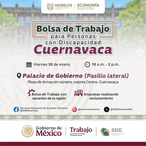 Implementa Gobierno de Morelos acciones de inclusi&oacute;n laboral para personas con discapacidad