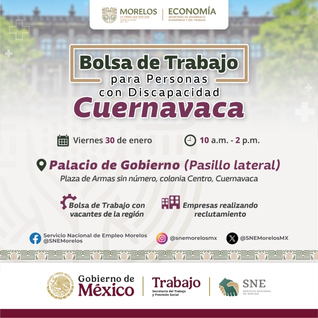 Implementa Gobierno de Morelos acciones de inclusi&oacute;n laboral para personas con discapacidad