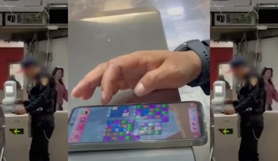 ¿Candy Crush o seguridad? Policía 'muy ocupado' mientras pican con jeringas en el Metro