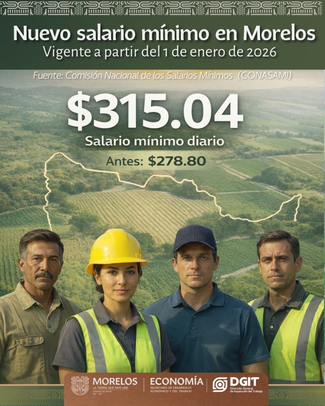 Mejora ingreso de las y los trabajadores de Morelos con aumento al salario m&iacute;nimo