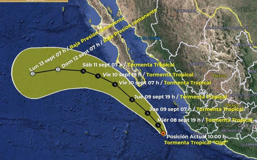 Alerta por Tormenta Tropical Olaf