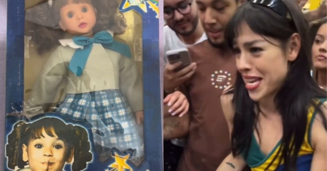 Fan sorprende a Danna Paola con muñeca de &#039;María Belén&#039;