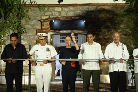 Sheinbaum inaugura estaciones de la L&iacute;nea K del Tren Interoce&aacute;nico