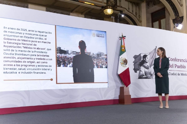 &ldquo;Ya no s&oacute;lo es con recurso econ&oacute;mico, sino tambi&eacute;n con una vivienda o un cr&eacute;dito para vivienda o con seguridad social. Todo incluido para sus familias en M&eacute;xico o si regresan tambi&eacute;n para ellos&rdquo;, mencion&oacute; la presidenta sobre la estrategia de repatriaci&oacute;n &ldquo;M&eacute;xico te Abraza&rdquo;.