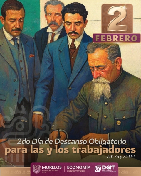 Informa Gobierno de Morelos segundo d&iacute;a de descanso obligatorio del a&ntilde;o para las y los trabajadores