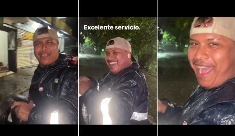 &#039;¿Por qué no te hiciste un huevo?&#039;: repartidor conquista redes con humor bajo la lluvia y de madrugada