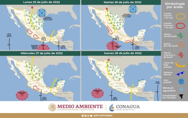 Persistirá tiempo lluvioso para última semana de julio