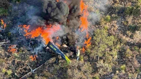 Ocho brigadistas heridos tras desplome de helicóptero en Arteaga, Coahuila