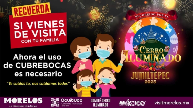 Exhortan a usar cubrebocas al visitar Cerro Iluminado de Jumiltepec