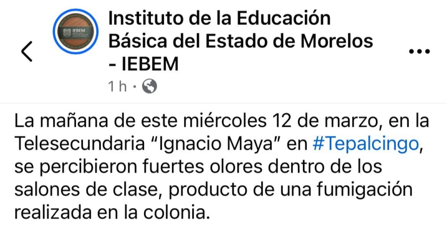 Evacuaron telesecundaria 'Ignacio Maya' en Tepalcingo, tras fumigación