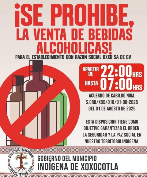 Xoxocotla restringe venta de alcohol para reducir violencia